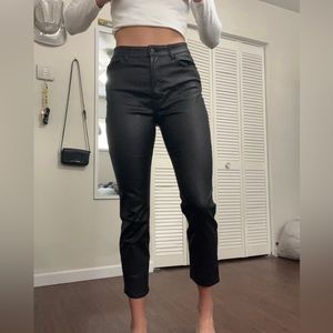 Coated high waisted mom jeans